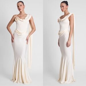 NWT LEAU Celine bridal wedding corset drape satin gown romantic chic